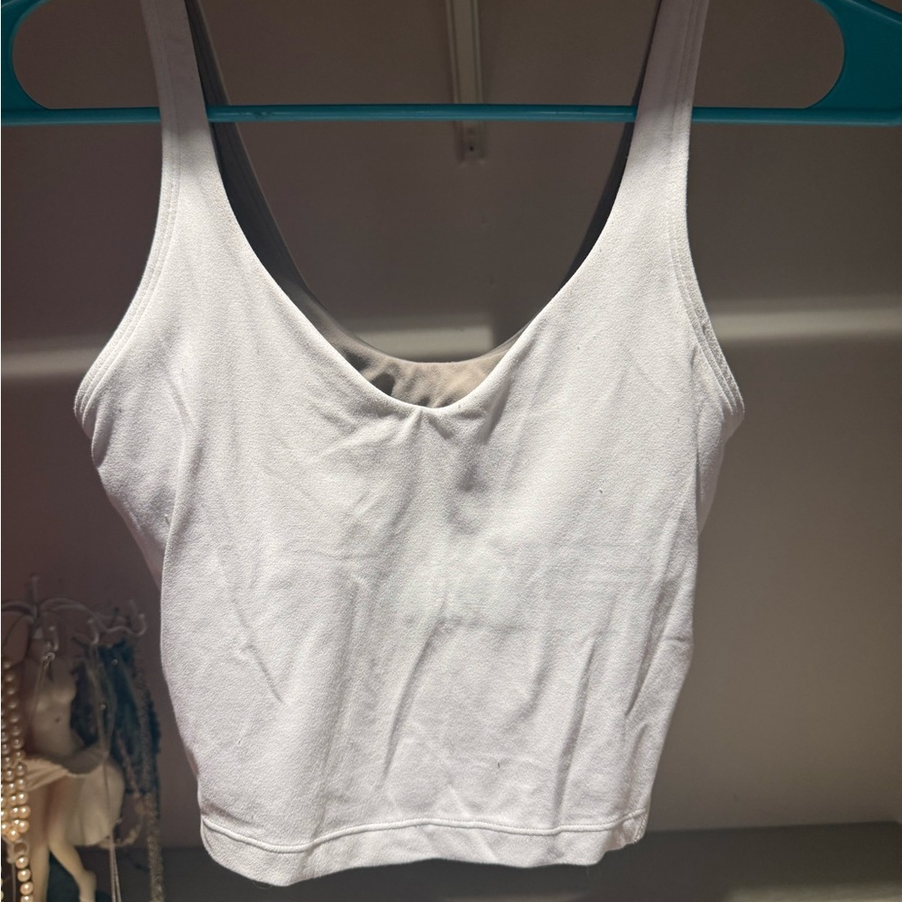 Lululemon Athletica White Fitted Crop Tank Top
